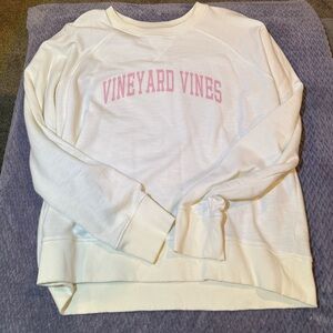 Vineyard Vines Women's White and Pink Crew Neck Sweater